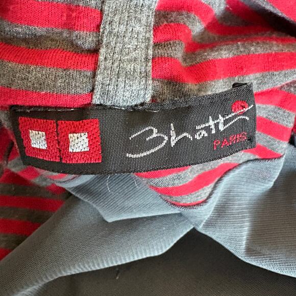 Vintage Bahatti Paris Striped Studded Funnel Neck Jacket France M OldMoney Y2k - Picture 9 of 9